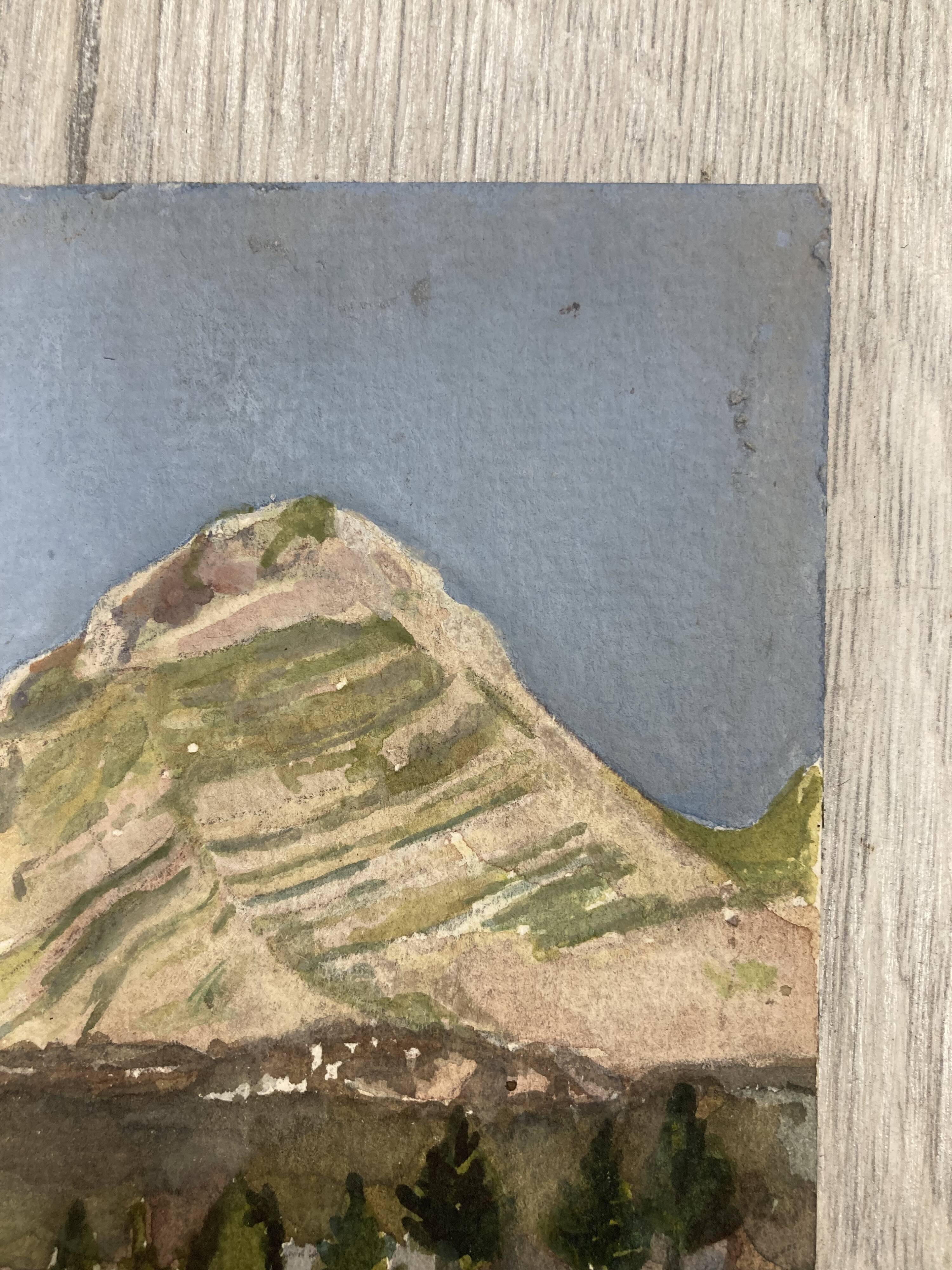 Watercolor mountain landscape signed