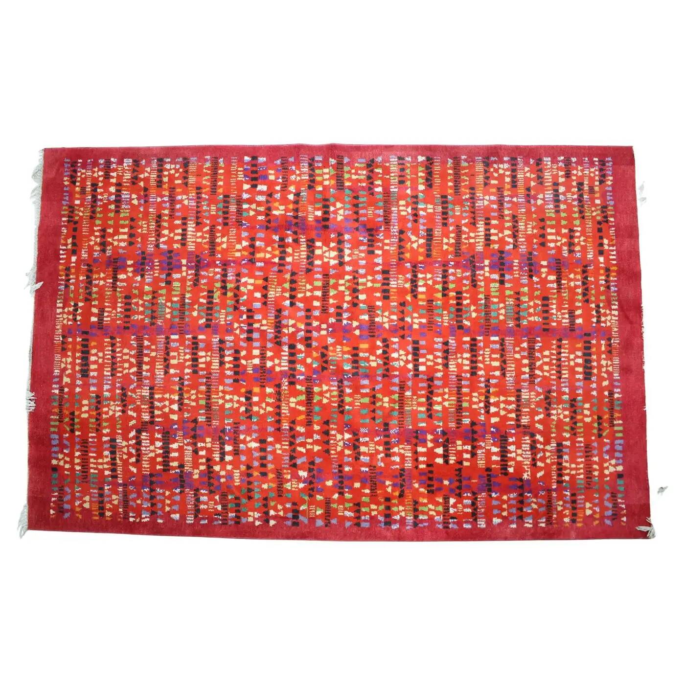 Rare big beautiful abstract design wool hand-made carpet / rug, 1950s