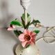 Bouquet lamp to table in vintage painted sheet vinyl lampshade