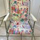 Colorful folding camping chair face pattern 70s