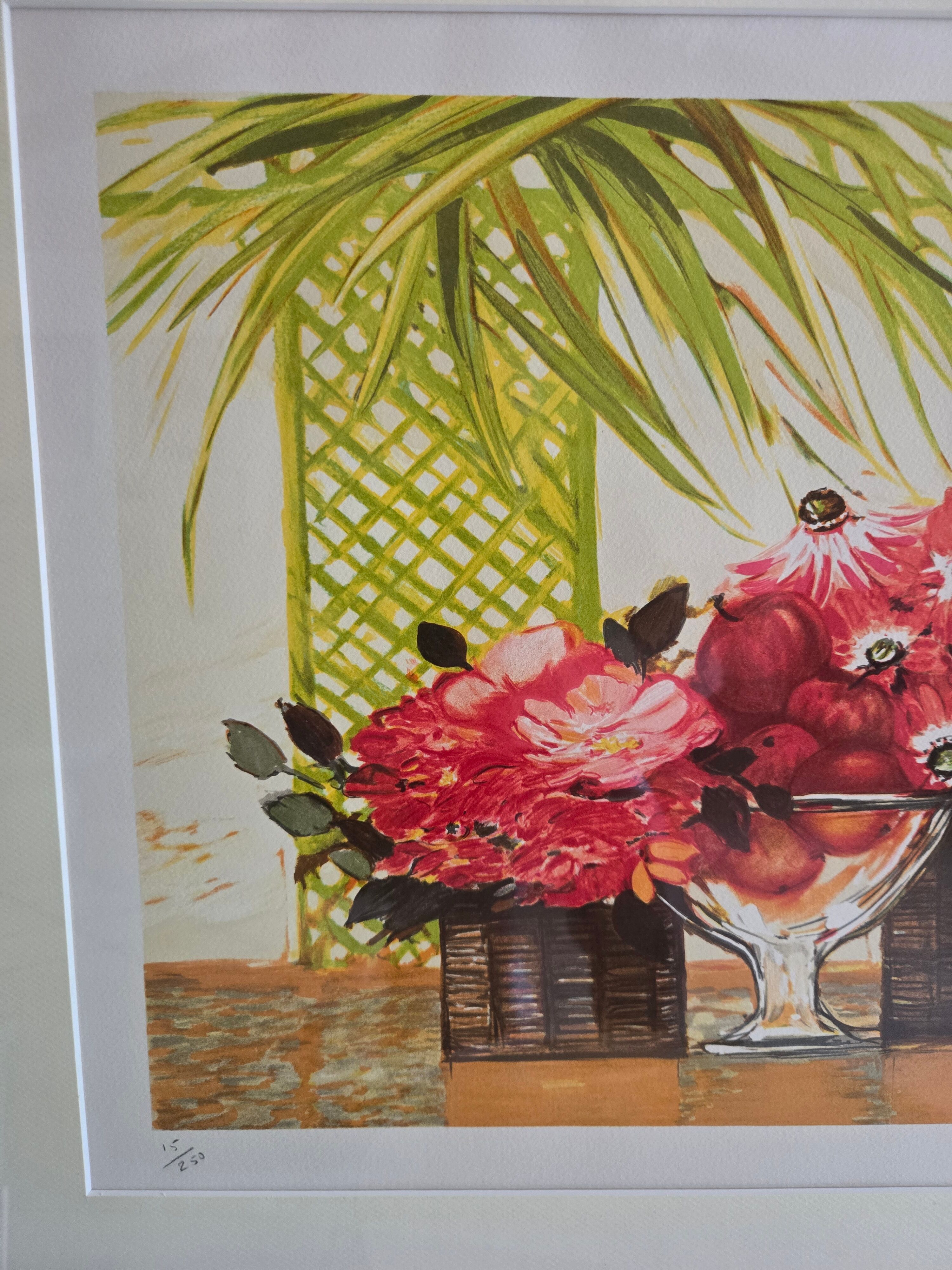 Litographie originale Michel-Henry "Bouquet Rouge"