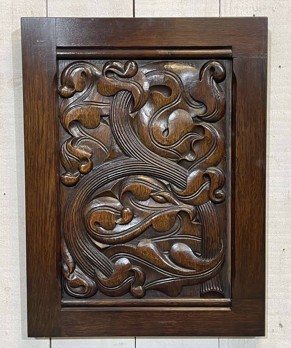 Pair of carved oak panels by Joseph Savina (1901-1983)