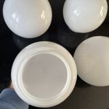 Ensemble de 4 abat-jour en verre opalin pour plafond, lampes rondes blanches vintage