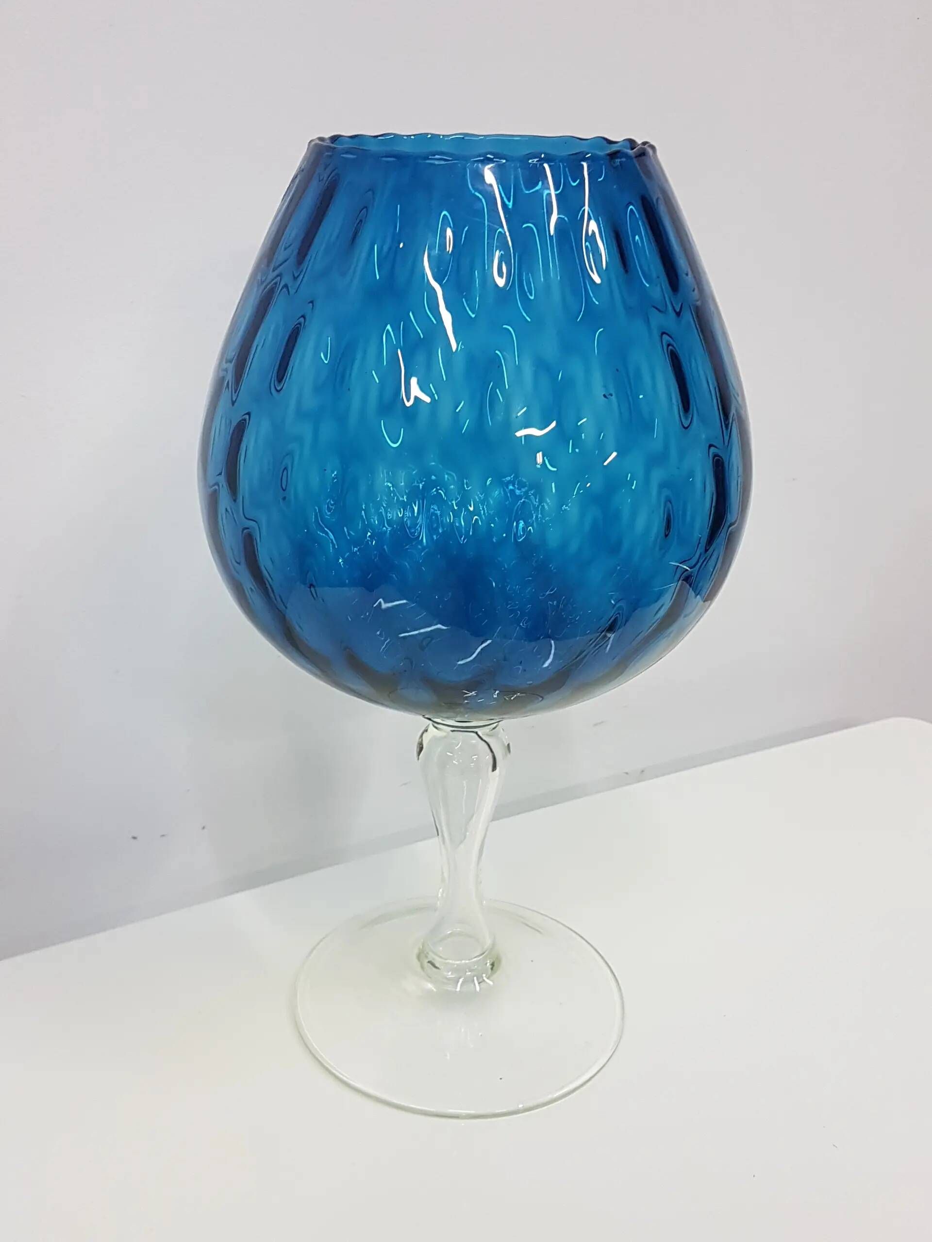 Blue-violet glass chalice vase, Italy, 1970s.