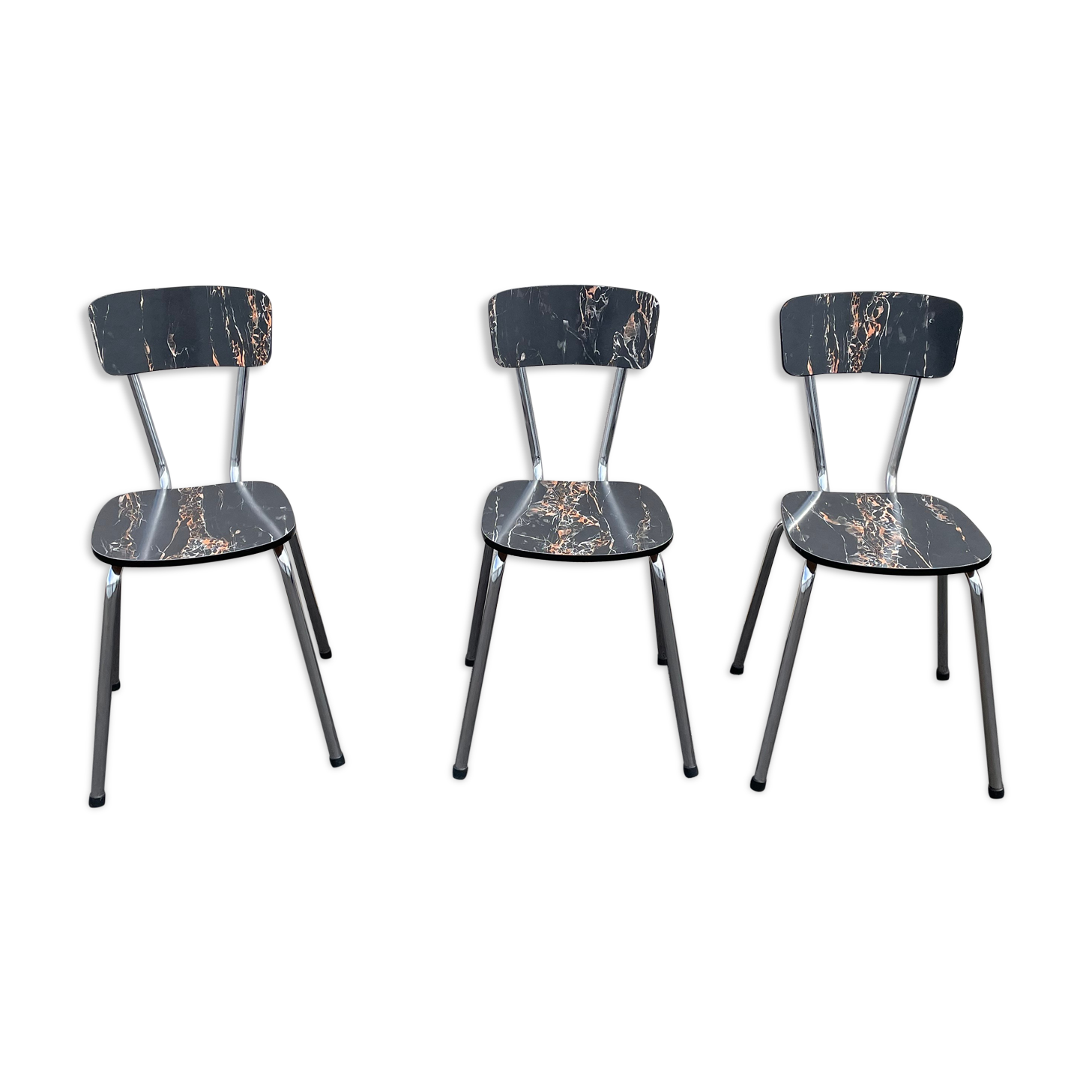 Black marbled formica chairs