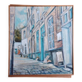 Signed painting representing a courtyard in old Lille