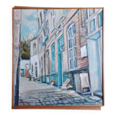Tableau signé représentant une courée du vieux lille