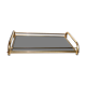 Tray in gilded brass and mahogany melamine wood, 1960-1970
