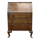 Bureau dos d'âne anglais en chêne et dessus cuir, années 50