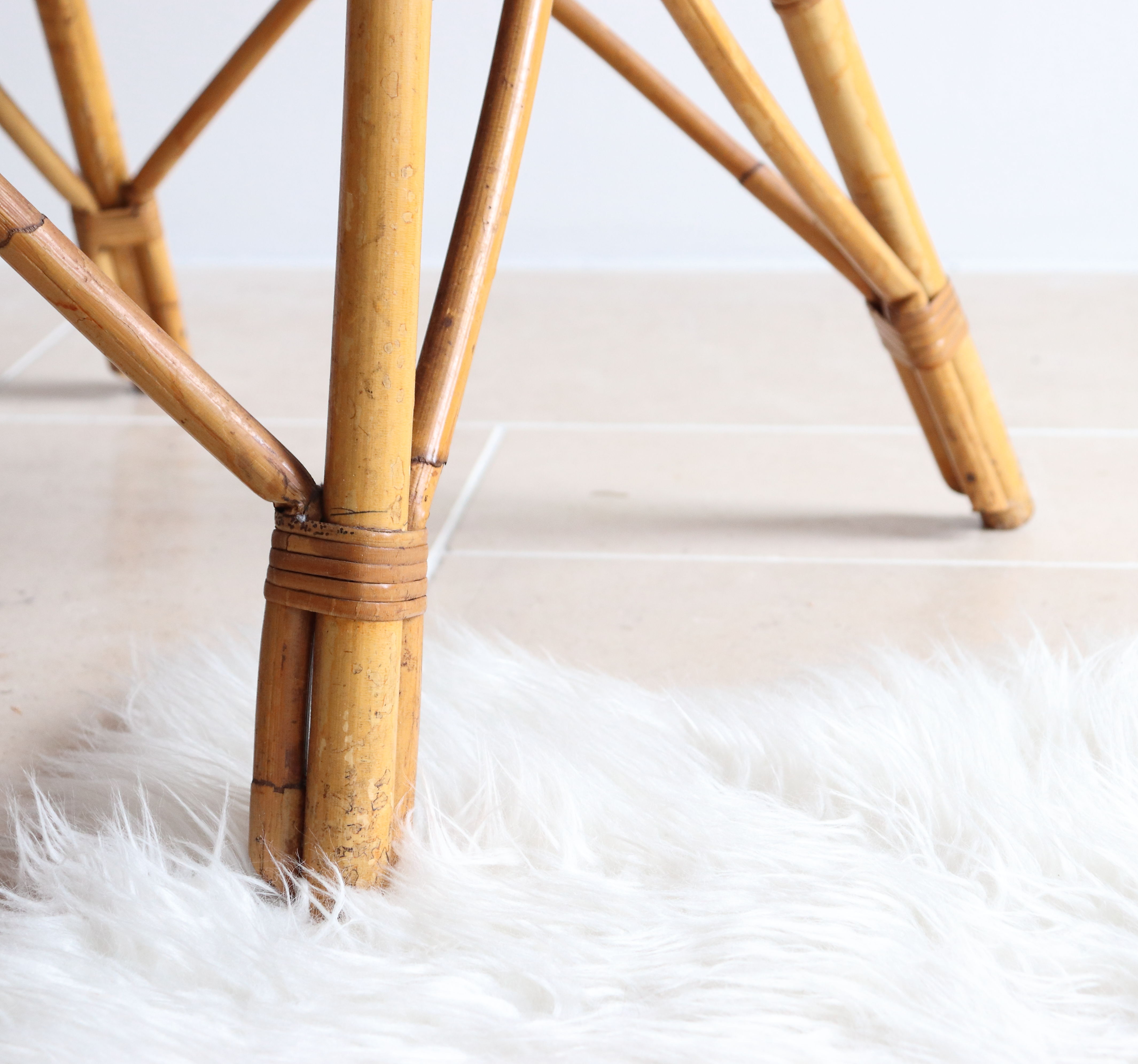 Adult size rattan shell armchair from the 60s