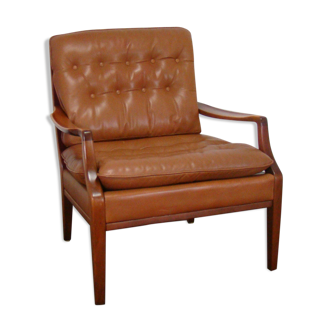 Fauteuil chesterfield en cuir vintage