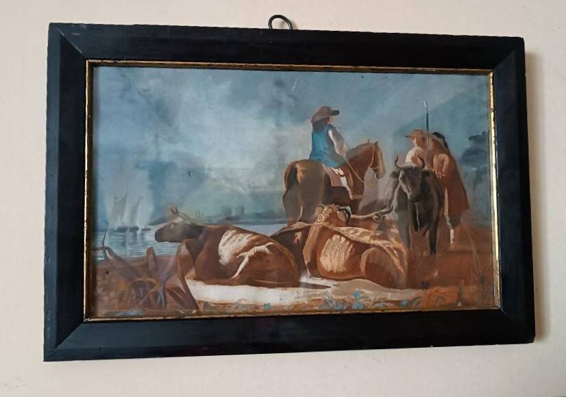 Antique tempera painting on paper, 18th century Italian school