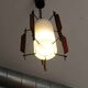 Suspension Mid-Century design italien, opalin-bois, années 50-60