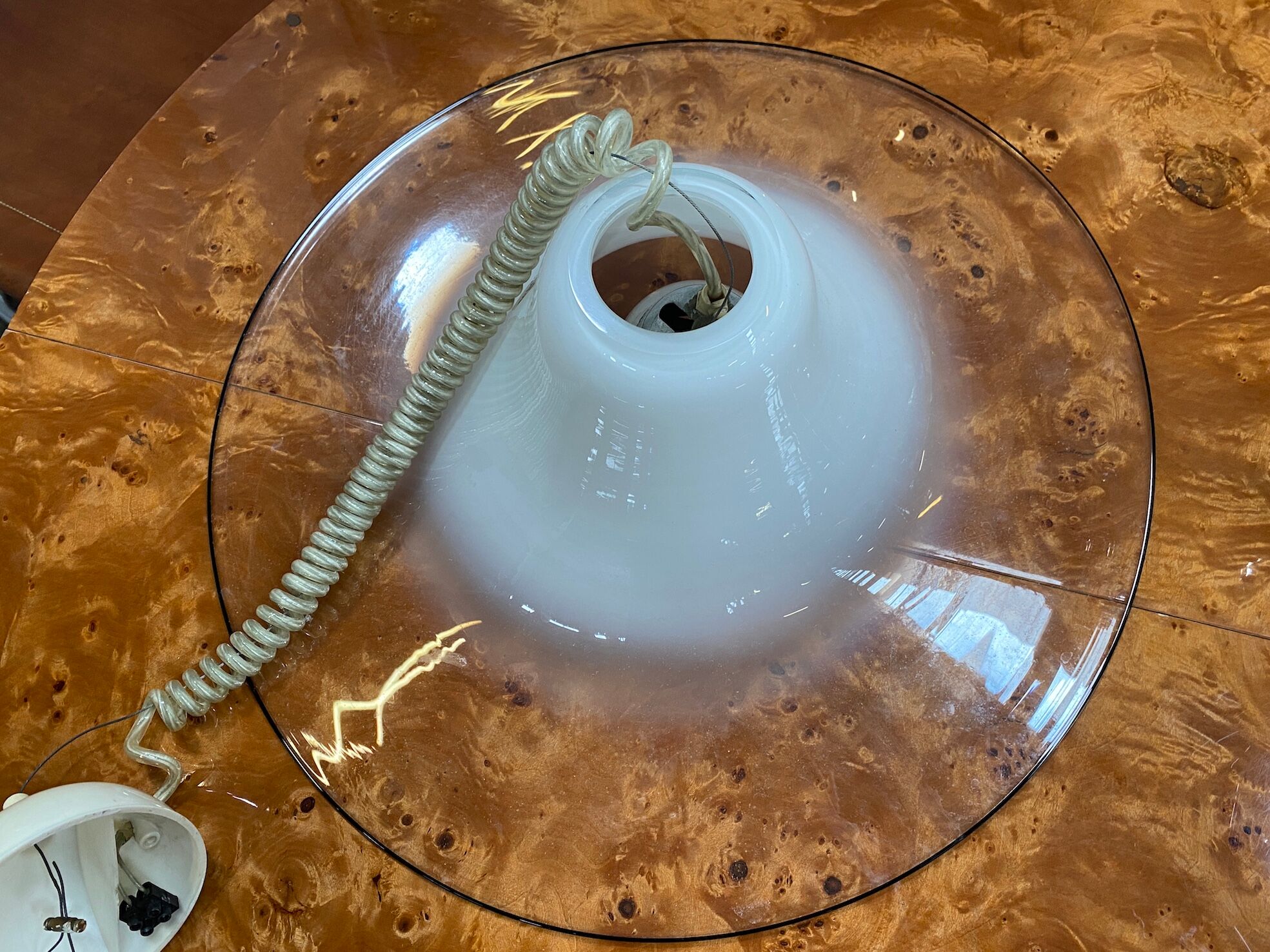 Cinea pendant lamp, Leucos workshop, Murano glass, Giusto Toso design, Italy, circa 1970.