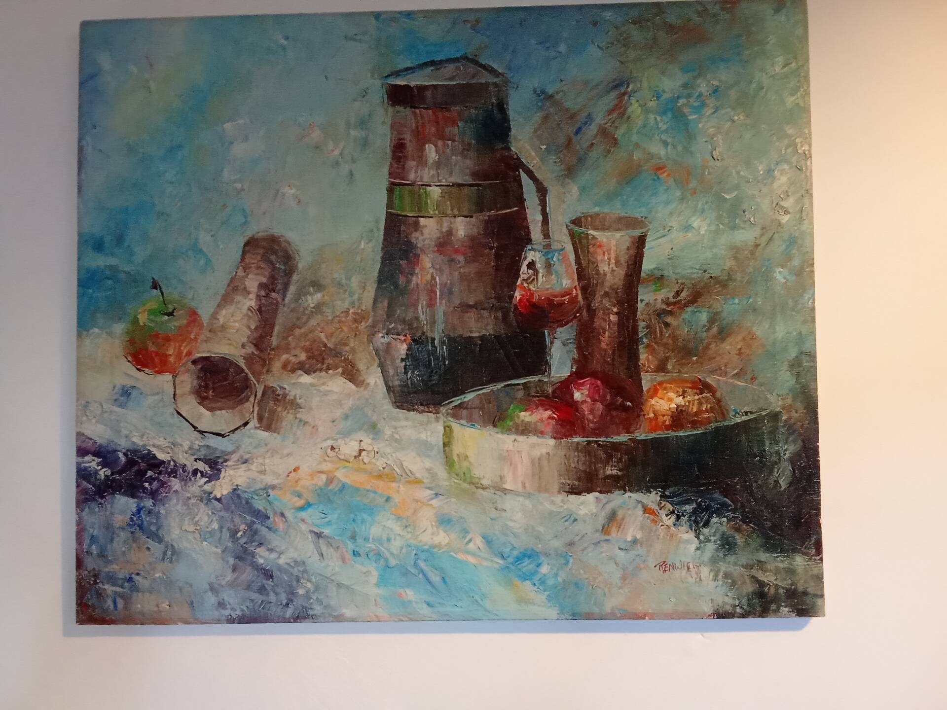 Still life painting in oil on canvas