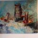 Still life painting in oil on canvas