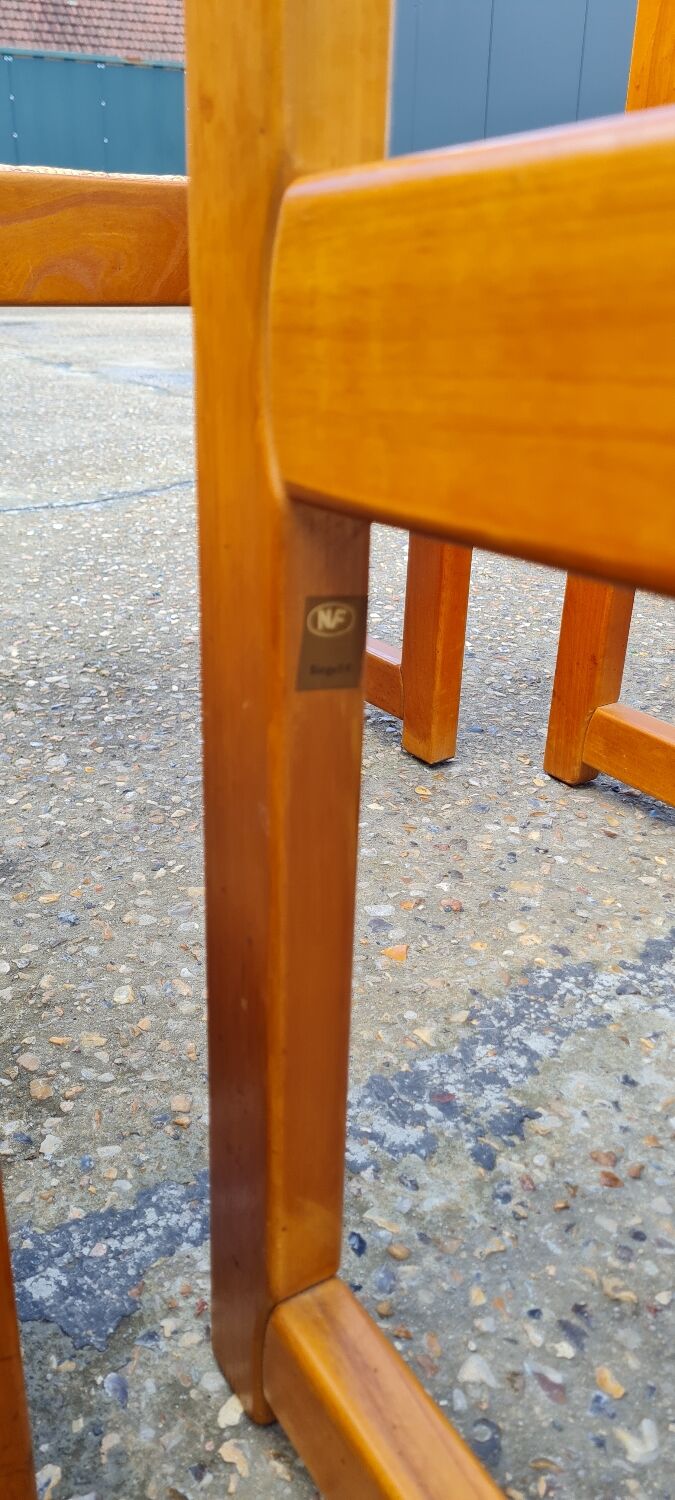 Set of 8 chairs in elm and straw by Maison Regain