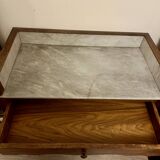 Meuble table de toilette ancien en acajou et marbre
