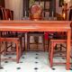 Set of 1 table + 6 antique Chinese chairs.