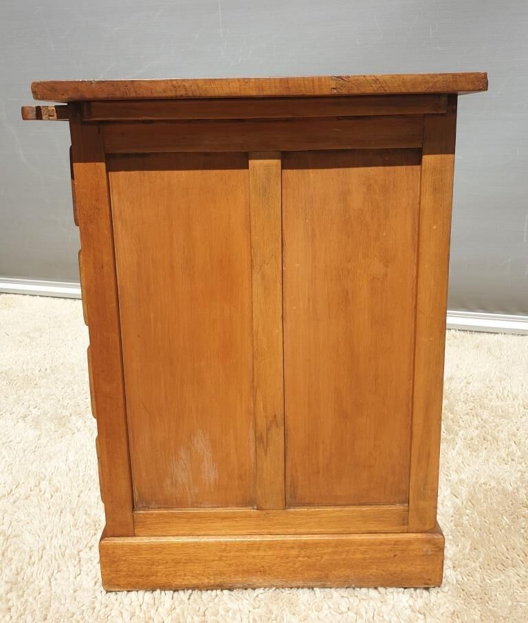 Children's desk zazou 1940 oak and elm with glass slab