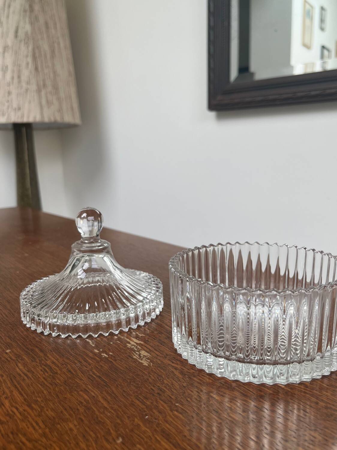Molded glass candy dish