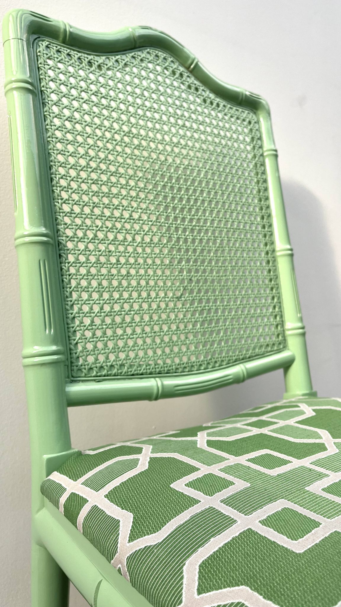 Chippendale Faux Bamboo Dining Chair with  Pierre Frey fabric
