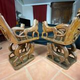 African tribal ensemble of 4 pieces of furniture for dignitaries of the Kingdom of Dahomey, Benin.