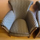 Pair of Art Deco style armchairs, refurbished. Upholstery fabric for armchairs.