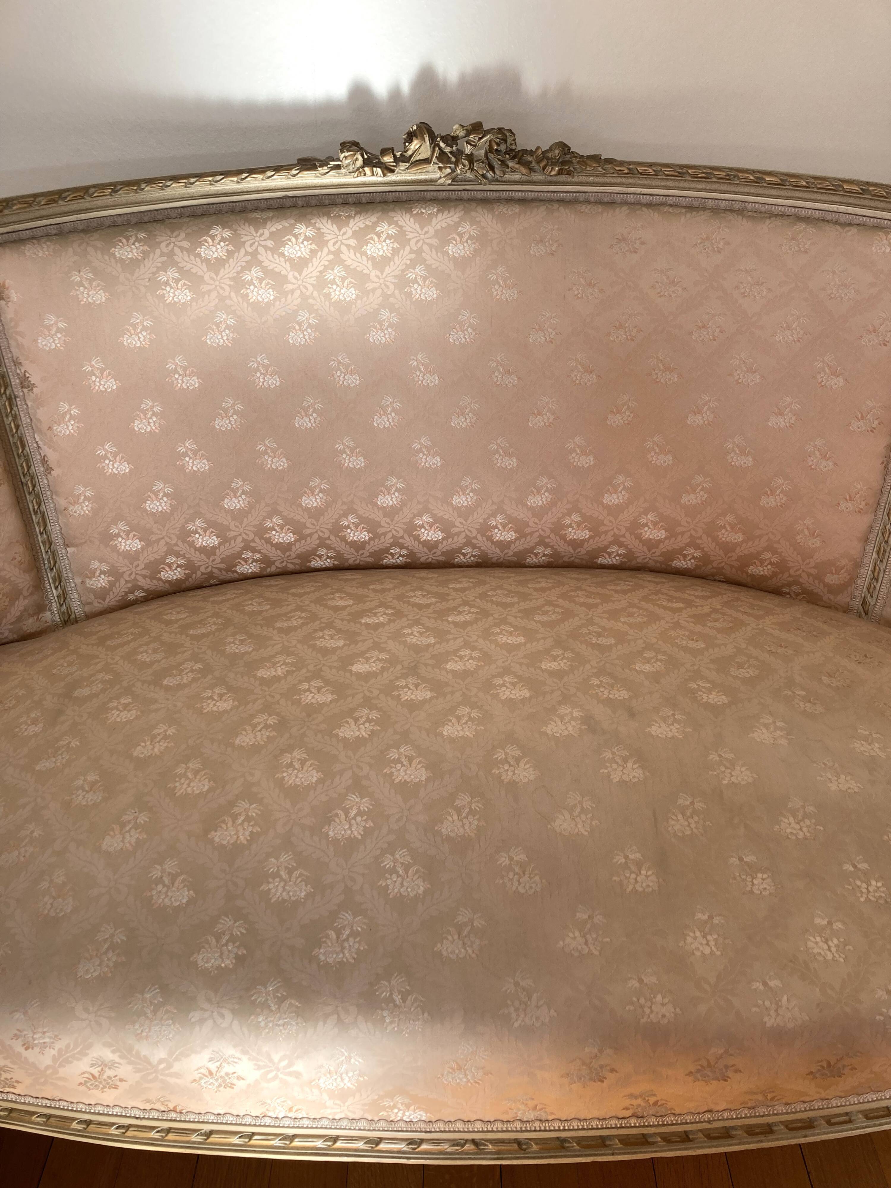 Louis XVI ivory and gold basket bench