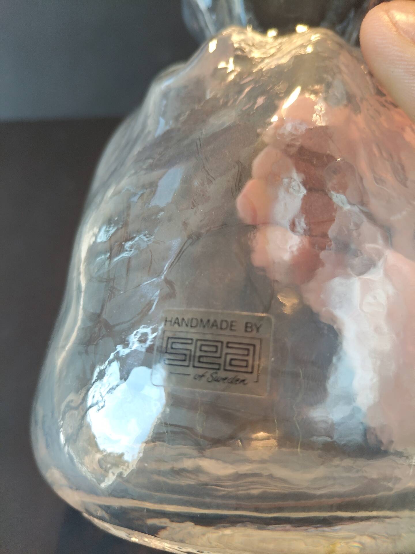 Blomknyte glass vase by Rune Strand for SEA Sweden, 1970s