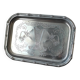 Rectangular silver-plated metal dish with an 80s-style design.