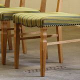 Vintage 1960s brutalist Danish modern oak dining chairs in the style of Henning Kjærnulf