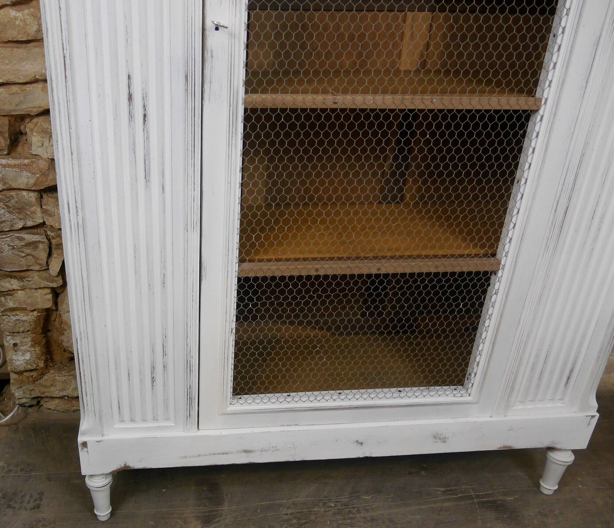 shabby wardrobe with Louis XVI style mesh door