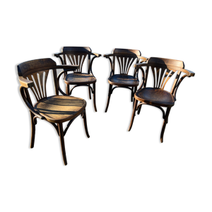 suite de 4 anciens fauteuils bistrot