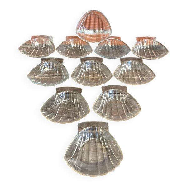 Série 11 Coupelles PYREX Forme Coquille St Jacques Verre Moulé France