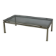 Table basse en laiton et plateau verre fumé par Guy Lefevre, 1970s