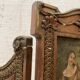 Paravent a trois panneaux de style Louis XVI en bois et stuc doré XX siècle