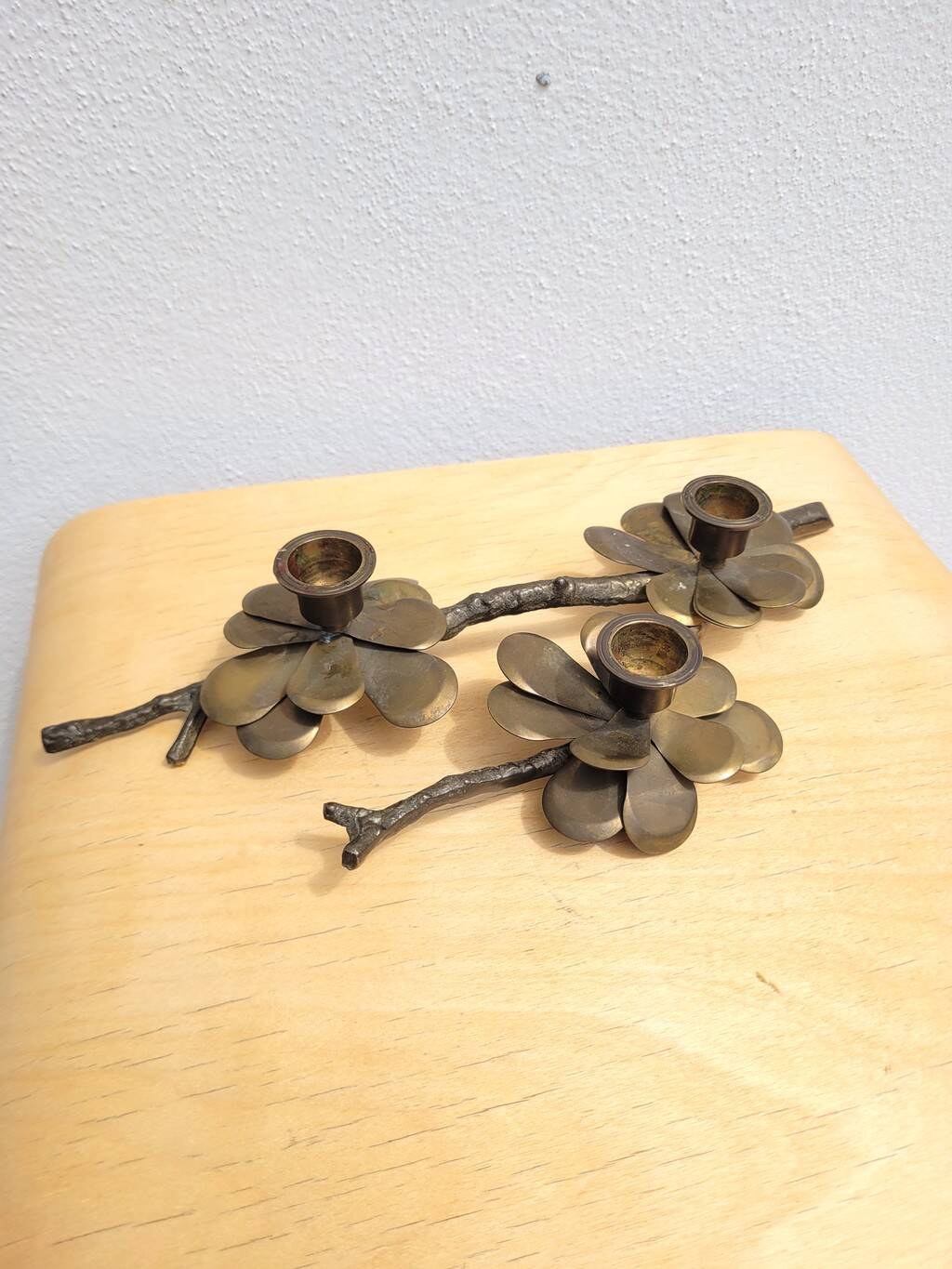 Brass 3-light centerpiece candle holder