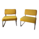 Pair of 70s low chairs with chrome tubing
