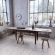 Solid oak farmhouse table with integrated extensions 1950