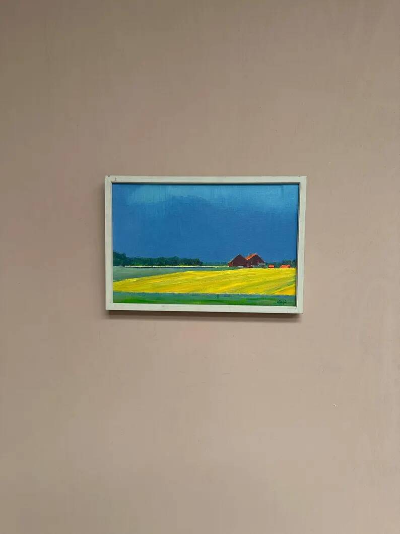 Original Swedish Oil on Canvas – "Approaching Storm" by Astrid Larje – Signed – Vintage and Framed – 43 × 30 cm (16.9" × 11.8")