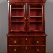 English mahogany library chest of drawers, in Empire or Restoration style.