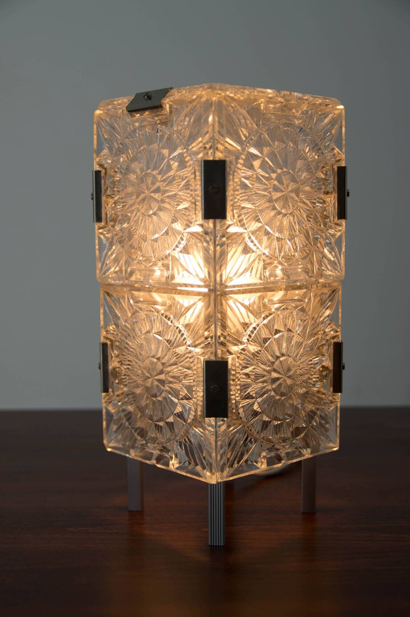 Mid-Century Glass Table Lamp by Kamenicky Senov, 1970s