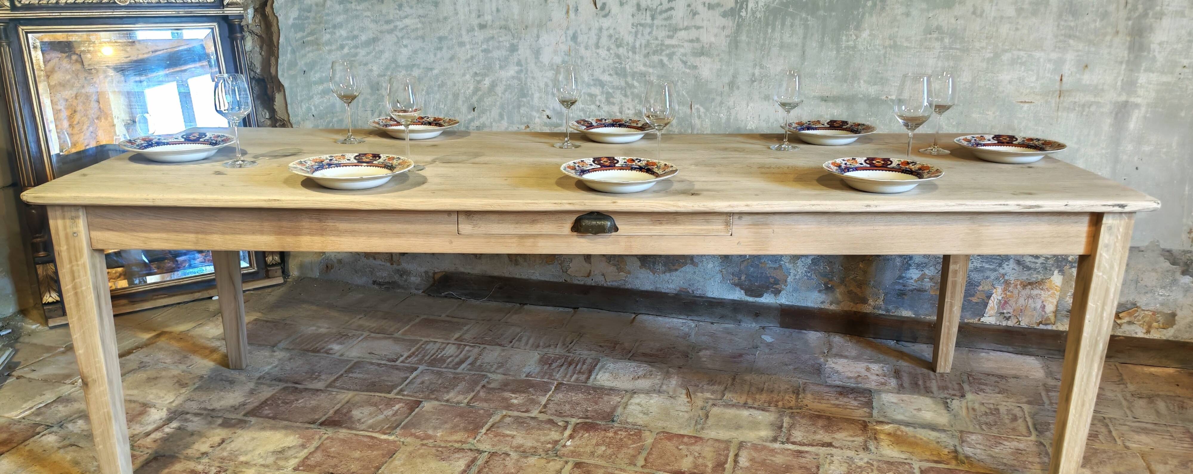 Table de ferme en chêne massif 239x89