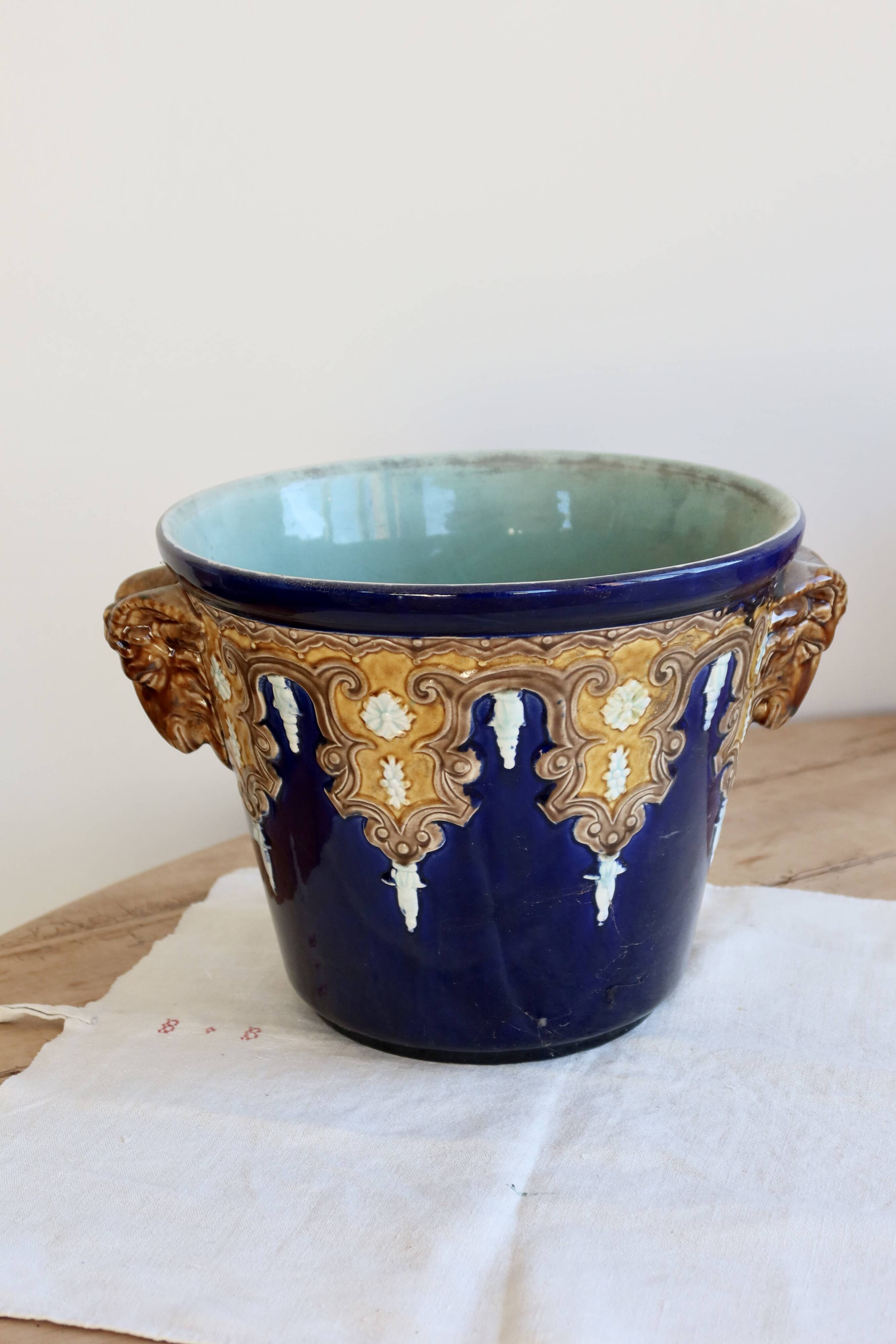 Antique cache-pot Gustave De Bruyn Fives-Lille - 19th century - Glazed ceramic