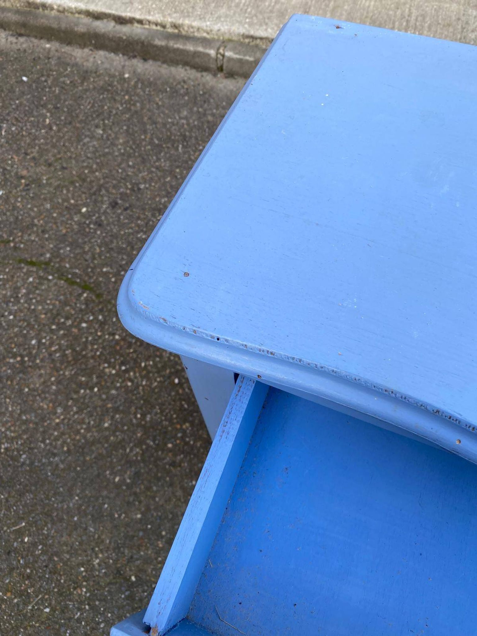 Vintage Louis XV style commode in grey-blue wood.