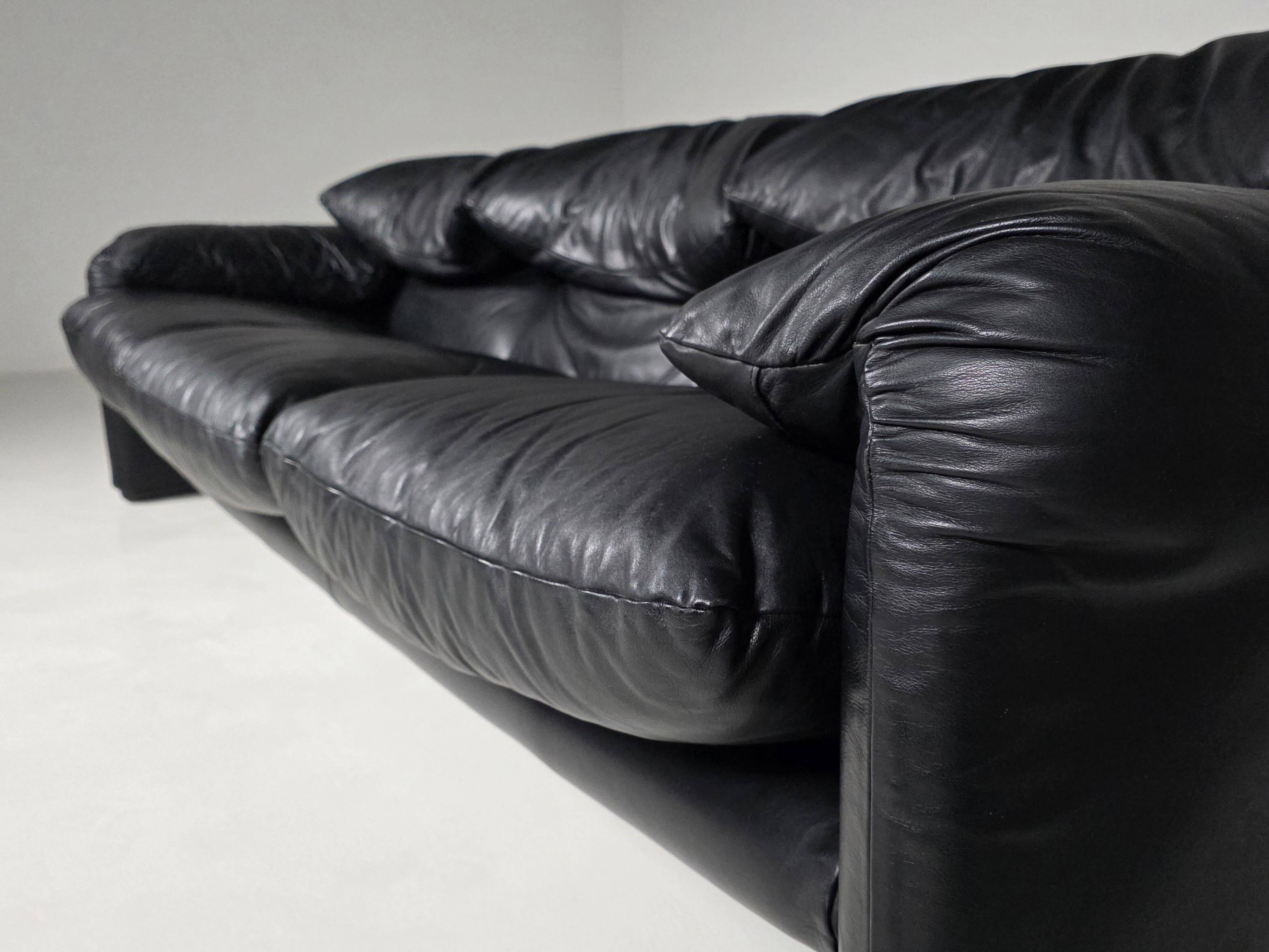 3-seater leather sofa by Vico Magistretti for Cassina, 1970.