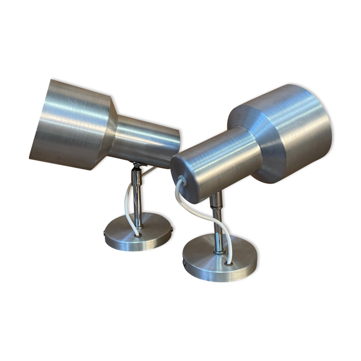 Pair of swivel brushed metal sconces