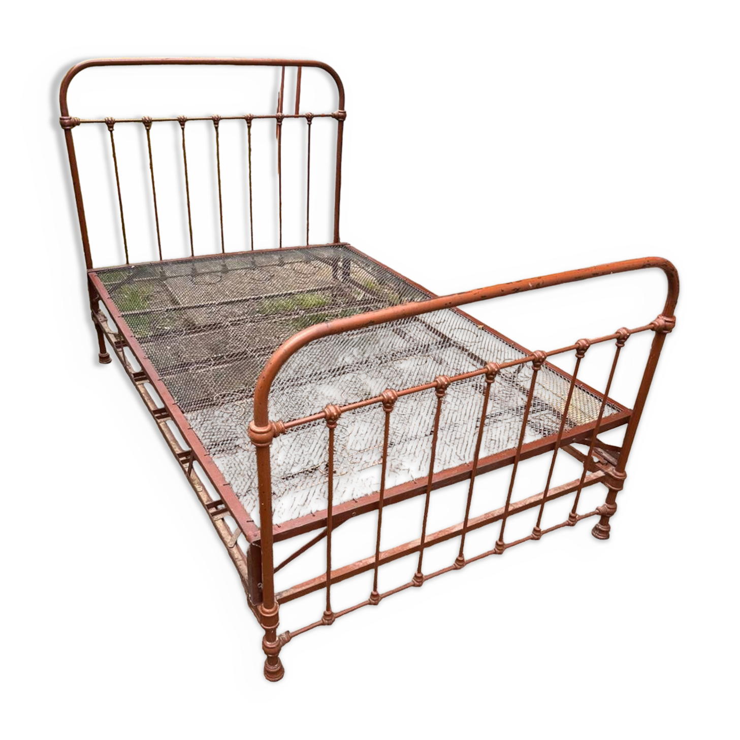 Metal bed with box spring