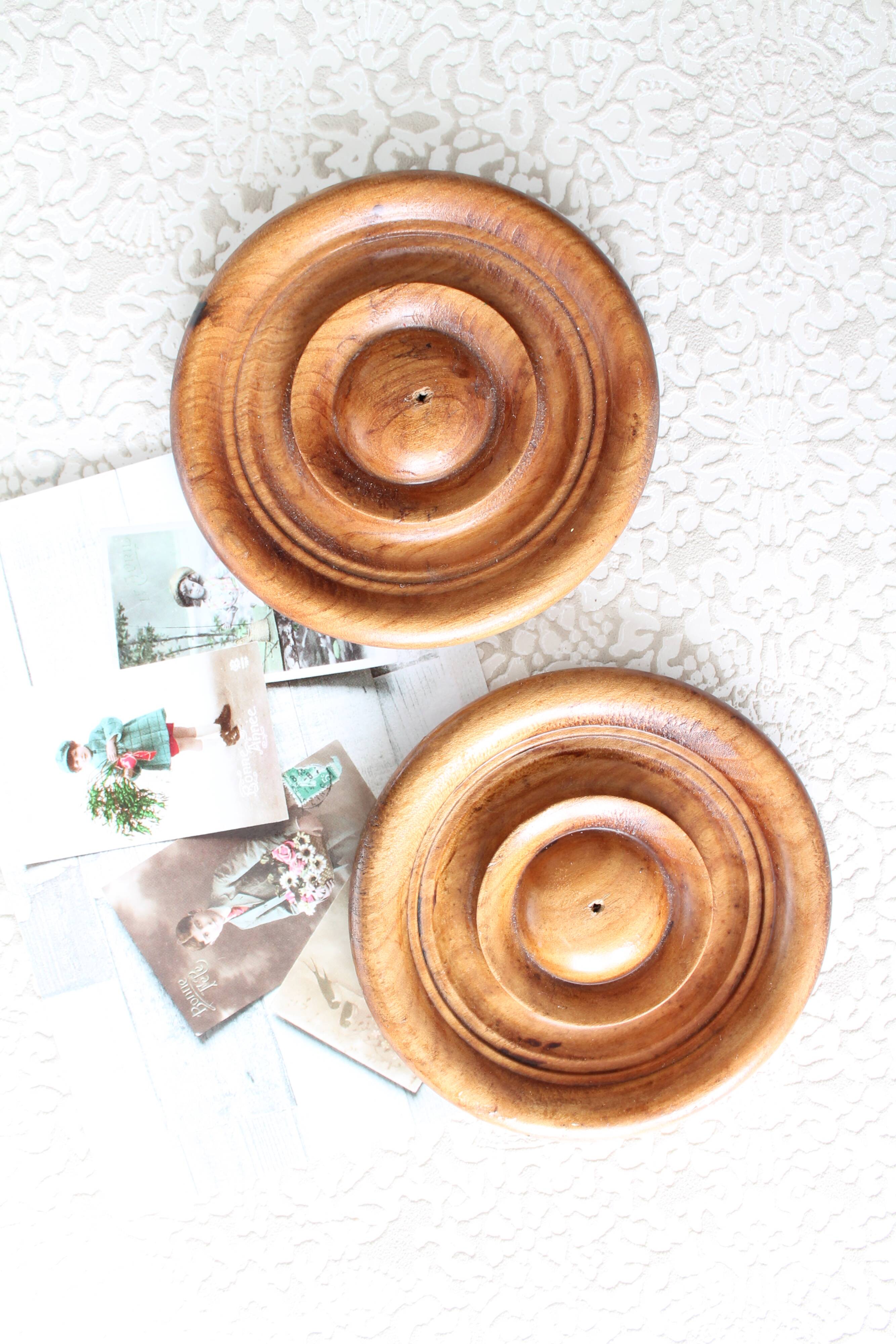 Natural turned wooden decorations from France x 2